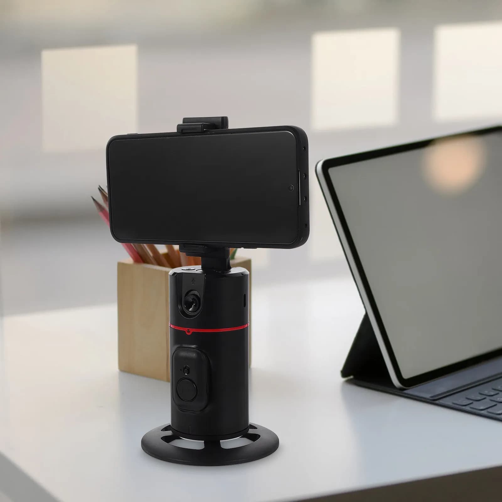 Phone Stabilizer Selfie Stick with Automatic Face Detachable Phone Clamp Control for Video and