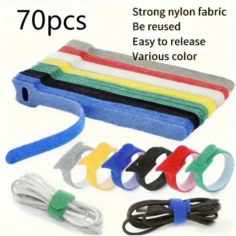 70 fascette fermacavi in velcro multicolore in nylon riutilizzabili per cavi di ricarica, attrezzatura da pesca, cavi freno per deambulatori