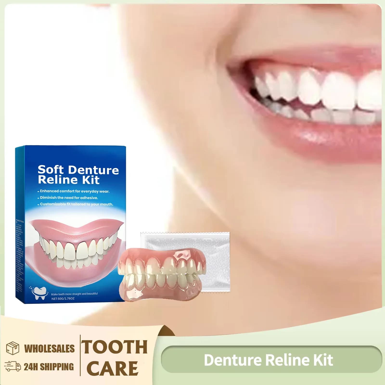 Kit per protesi per protesi Fodere in silicone Bretelle per protesi morbide Copertura per denti sbiancante in silicone Bretelle per denti Denti comodi