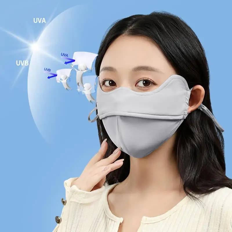 1Pcs Solid Color Face Shield Ice Silk Sun Protection Driving Face Mask Summer Sunscreen Mask Face Women Sun Face Cover
