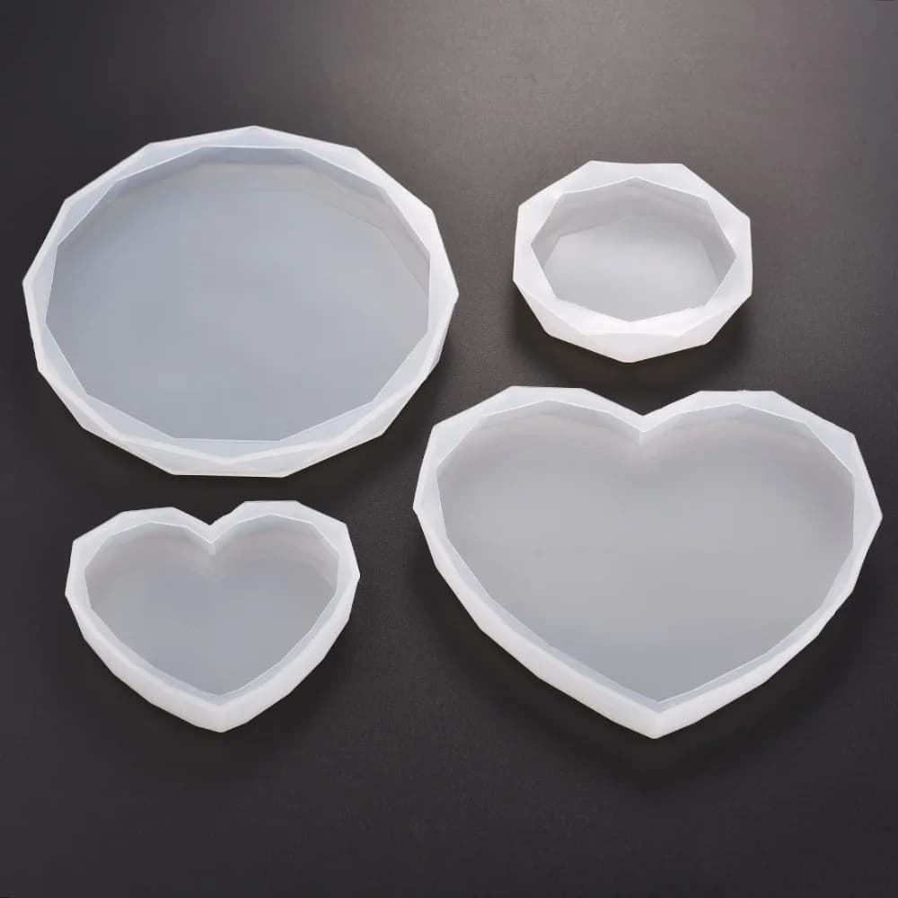 Stampo in silicone per sottobicchiere in resina, stampo rotondo a forma di cuore, strumenti per stampi artigianali in resina epossidica UV fatti a mano fai-da-te