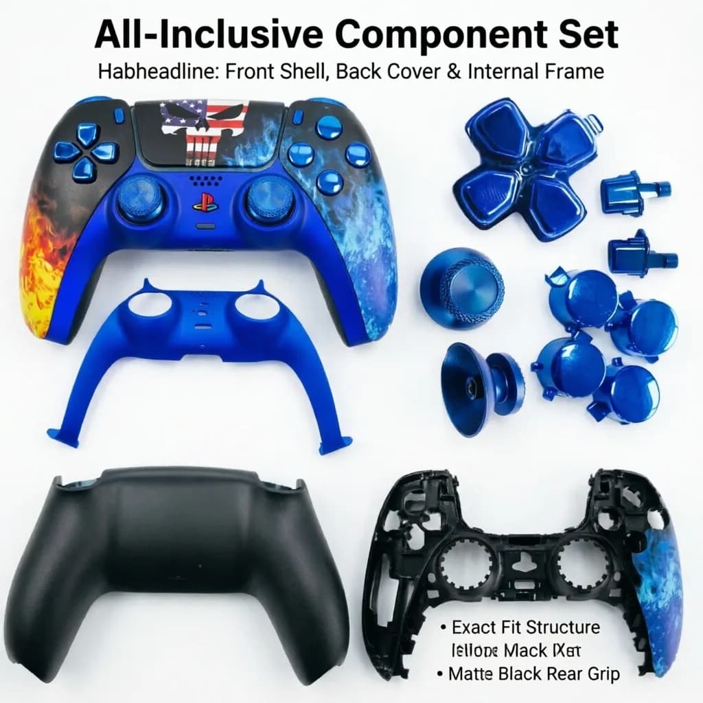 PS5 Controller Shell Replacement Housing, Faceplate Cover Hydro Dipped Gamepad, Case Buttons Skin Kit DIY, Gaming Accessories