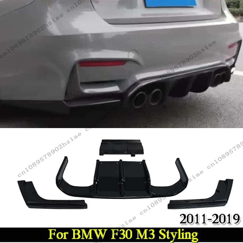 Rear Diffuser For BMW F30 Dedicated M3 Styling 2011-2019 Car Rear Bumper Lip Spoiler Gloss Black With LED Light Body Kit Tuning