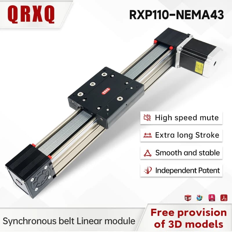 QRXQ RXP100 120KG Load Heavy Belt Linear Module Robotic Arm CNC Print Guides Linear Synchronous Belt Slides Linear Slide Table