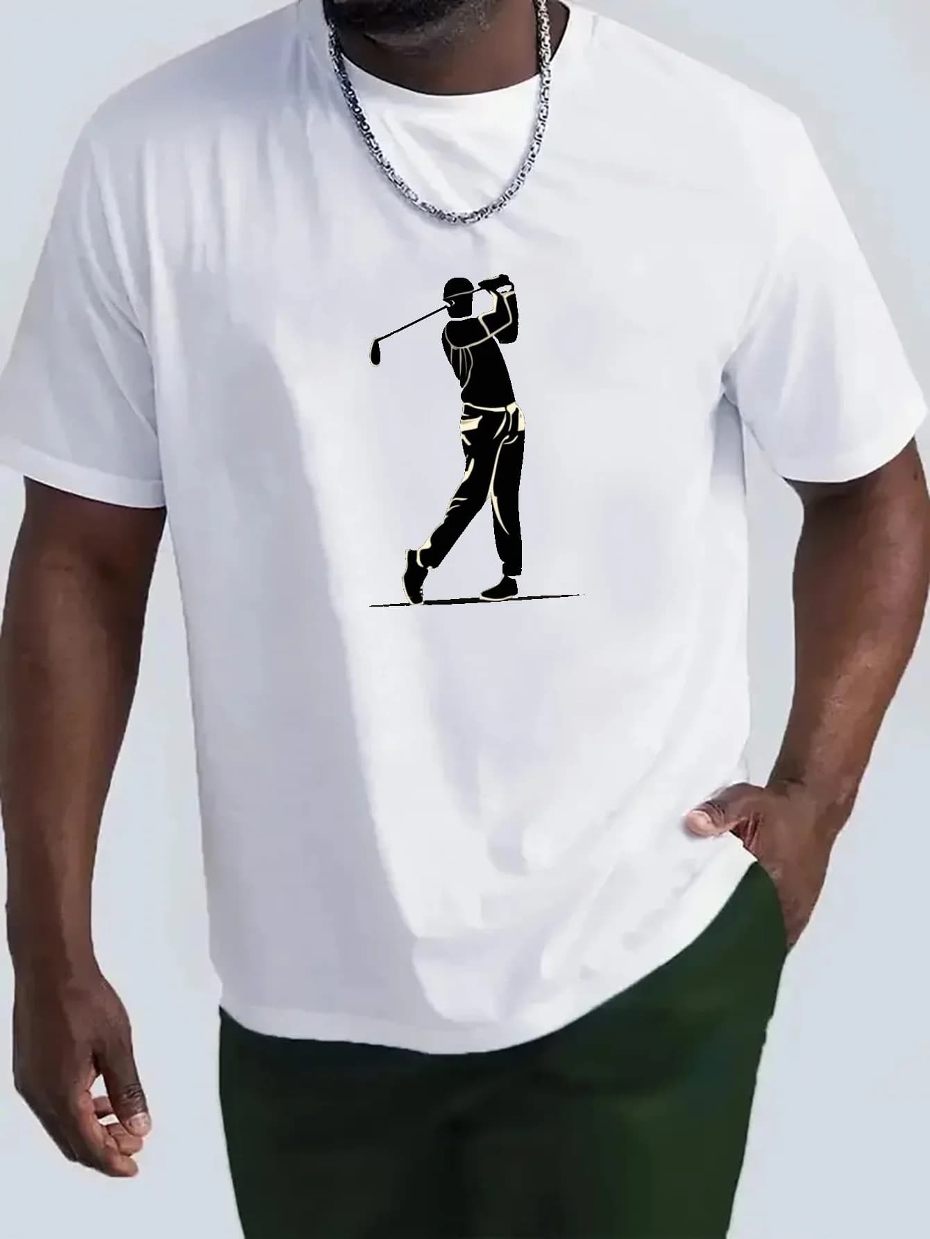 T-shirt da uomo con stampa silhouette di un golfista - stesso stile sia per uomo che per donna