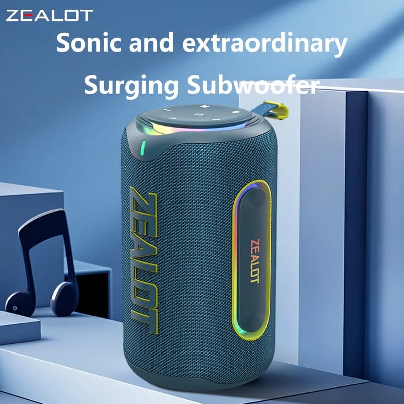 ZEALOT-MP1 Altoparlante wireless portatile - Suono potente da 60 W con luce RGB Durata della batteria 30 ore Impermeabile IPX6 Doppio abbinamento