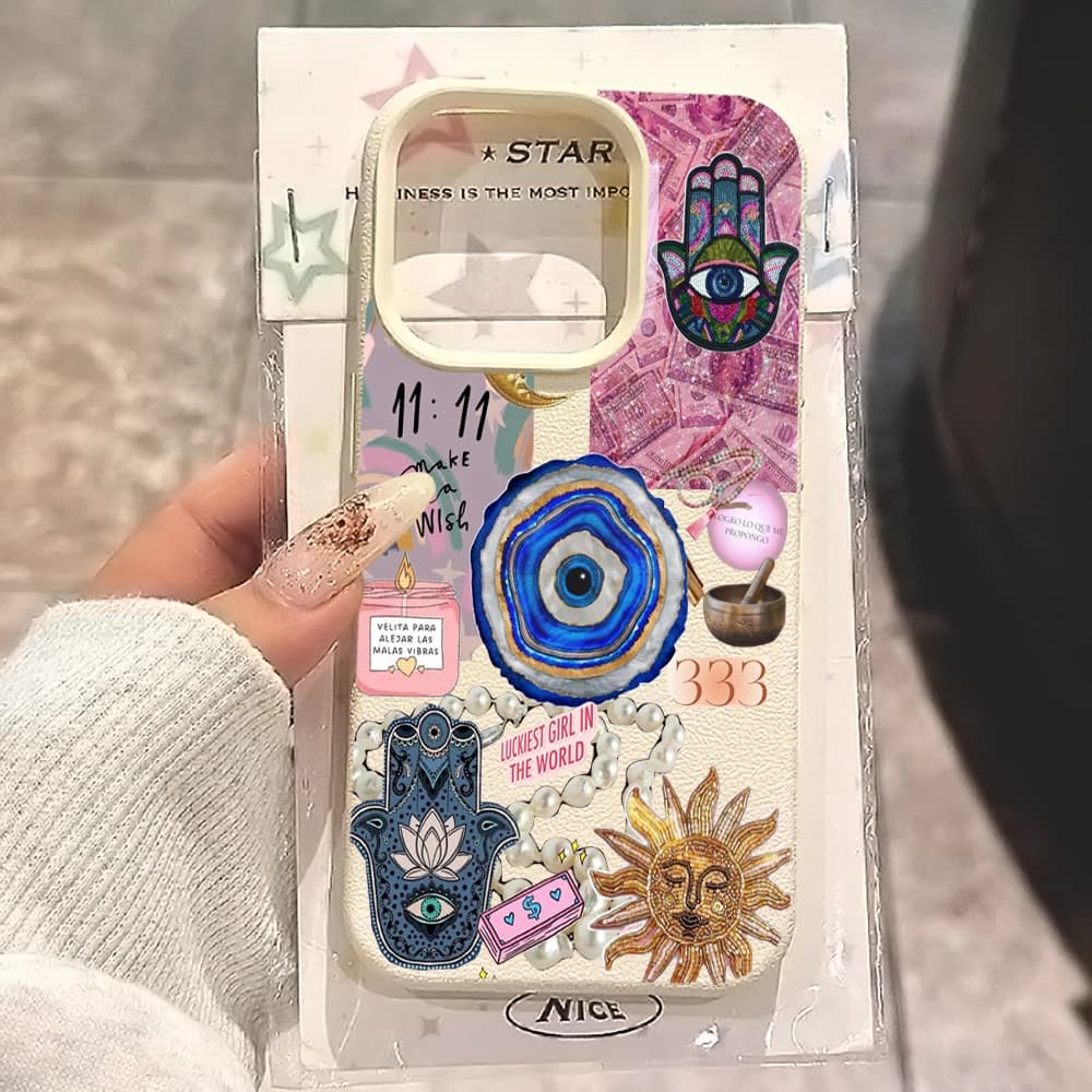 Shockproof case with Hamsa Hand and Allah Eye collage for iPhone 16 Pro Max, iPhone 17, 11, 12, 13 ProMax, 14, 15 Plus, 17 Air, XS, XR