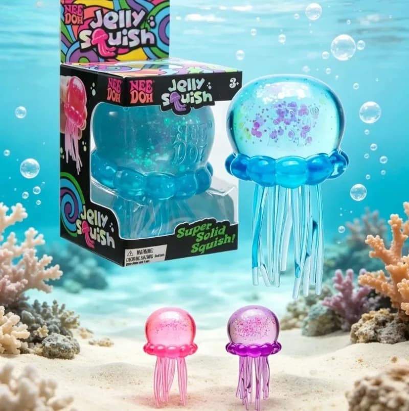 Giocattolo Antistress a Forma di Medusa Morbida, Giocattolo Squeezable Glitterato per Alleviare l'Ansia, Giocattolo da Scrivania Rilassante per Bambini e Adulti