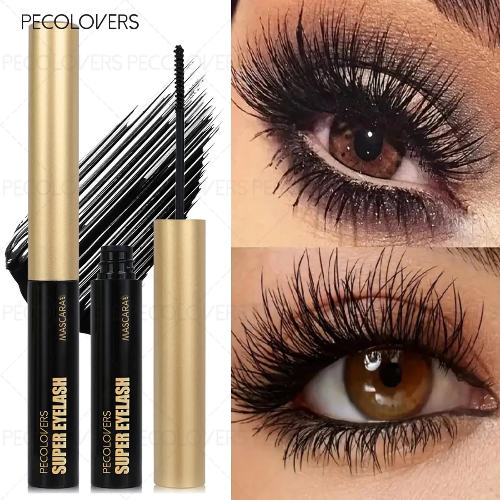 Golden Tube Mascara, Black Eyes, Naturally enlarges the Eyes, Long-Term Raincoat, Cosmetics for Eyes