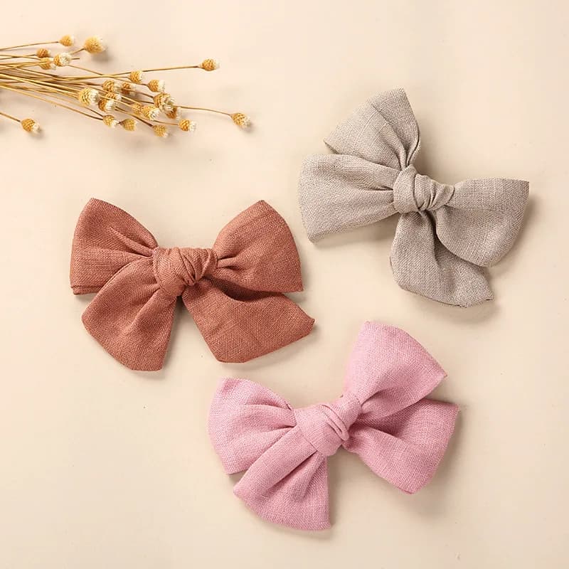 Fermagli per capelli carini per neonate Fiocchi di cotone in lino Forcina Accessori per capelli per bambini Bambini Principessa Barrette Copricapo primaverile all'ingrosso