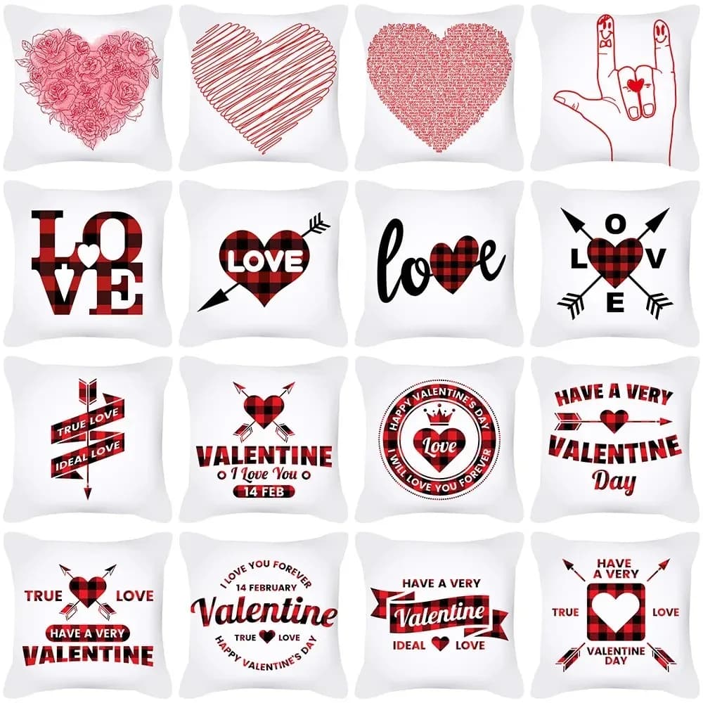 Fodera per cuscino con motivi di San Valentino per decorazioni accoglienti, adatta per divano, camera da letto, auto