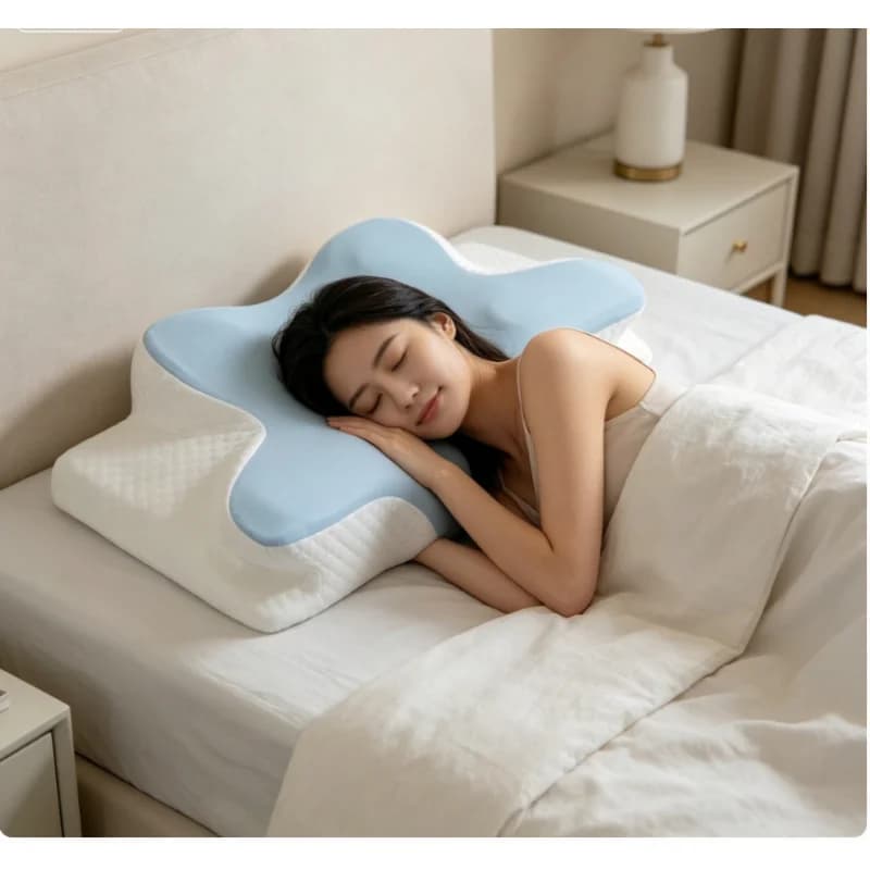 Cuscino a Farfalla in Memory Foam a Lento Ritorno, Rinfrescante Estivo, per Supporto Cervicale, Comodo per Dormire a Casa