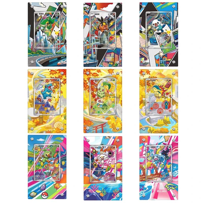 Pocket Monster 30th Anniversary Card Display Stand Anime Game PTCG Totodile Oshawott Tepig Snivy Sobble Photo Frame Acrylic Toy