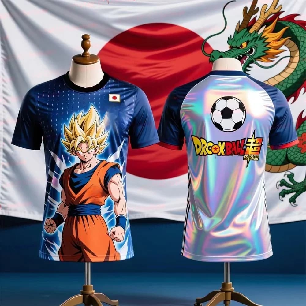 T-shirt Traspirante Stampata in 3D a Tema Calcio Giapponese Dragon Ball Goku "Super Match Form" Estate 2026 - Modello Adulti e Bambini