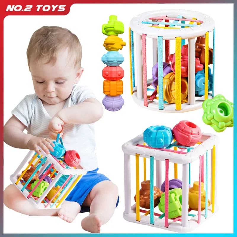 Ordinamento impilabile Giocattolo Montessori Blocchi di forme colorate Abilità motoria fine Gioco di allenamento con impugnatura elettrica Giocattolo educativo precoce per bambini