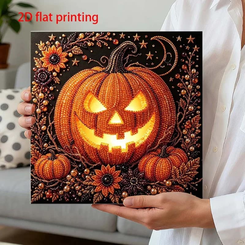 Halloween Pearl Diamond Painting Kit Cat Pumpkin Pattern DIY Diamond ArtLuxury Home Wall Decor Ornaments for Halloween Party