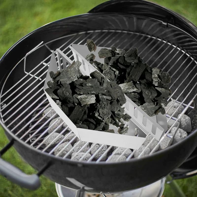 Steel BBQ Charcoal Basket Large Capacity Coal Holder with Ventilated for Smoker Grill, Heavy Duty Barbecue Tool Accessory