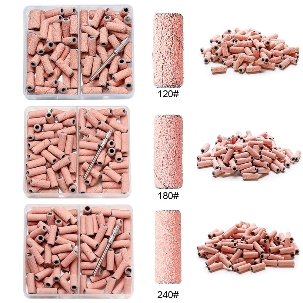 80 pcs pink 3mm Mini Set of abrasive nail bands tools for Pedicure electric drill Burr 120 #180 #240 # polishing accessories Pedicure