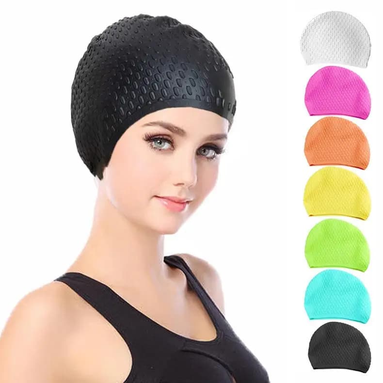 Large Swimwear for Women, Waterproof, Anti-Actrite, Special for Long Hair, Silicone with Eye Protection, for Adults, Men and Children