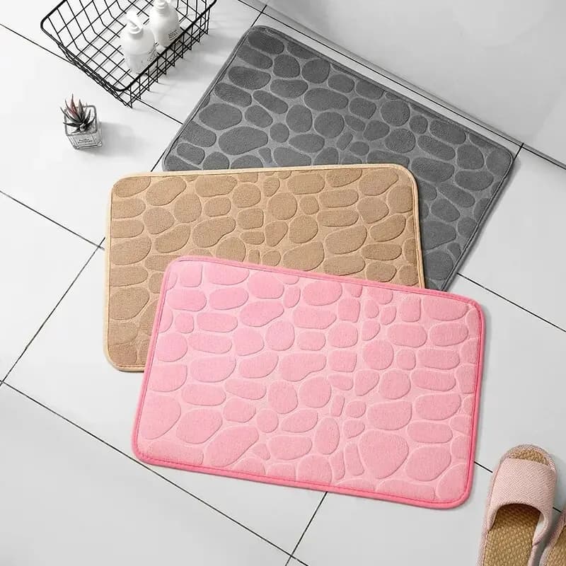 1Pcs40*60cm Embossed Fiber Carpet, Bathroom Living Room Anti Slip Mat, Pebble Floor Mat, Kitchen Floor Mat Household Items