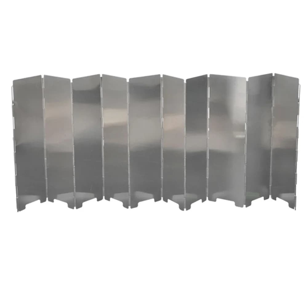 Portatile screen for Camping stove, 10 Plates, Aluminium Foldable, Anti-wind protection for BBQ and Gas cookers