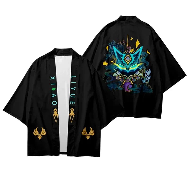 2025 Game Genshin Impact Kimono 3D Print Xiao Cosplay Haori Cloak Party Tops Streetwear Summer Unisex Shirt NM34