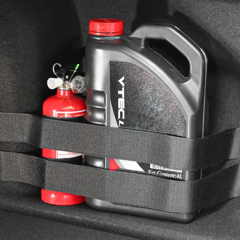 Organizer per bagagliaio dell'auto cintura di fissaggio elastica nastri per sacchetti di immagazzinaggio cintura di fissaggio per estintori nastro per rilegatura per automobili