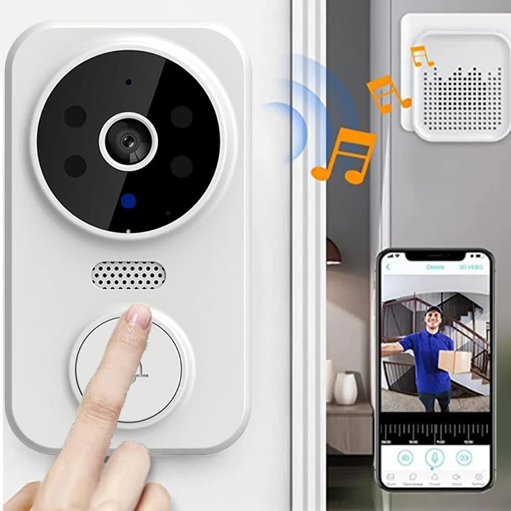WiFi Smart Video Doorbell Camera 2-Way Audio Wireless Visual Intercom Doorbell Front Door Camera for Villa Home Office Apartment