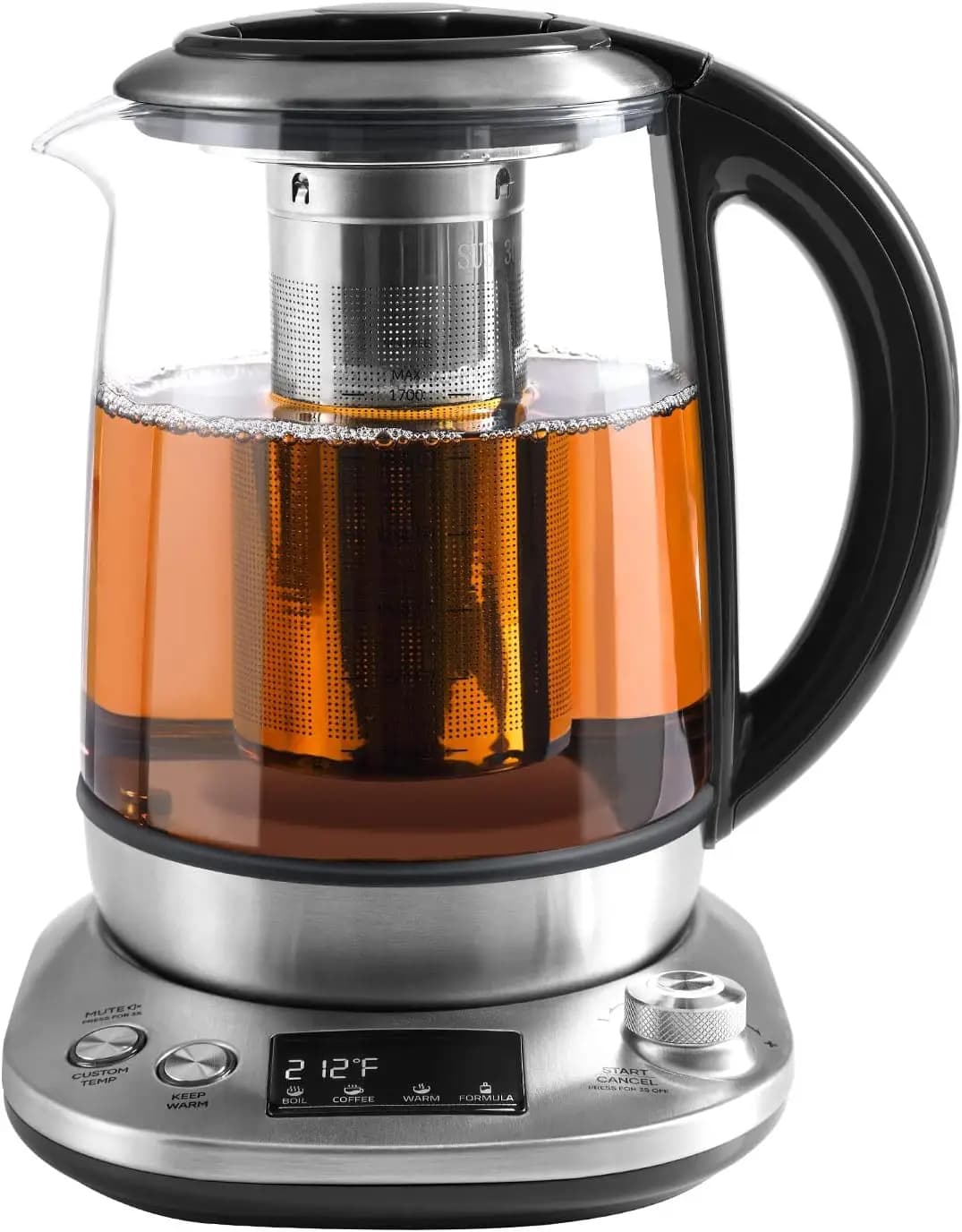 Electric kettle with removable infusion, 9 infusion programs, temperature control, hot maintenance, glass, 1.7 liters