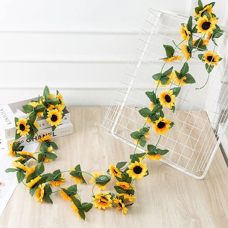 250 cm seta girasole edera vite fiori artificiali appeso a parete ghirlanda recinzioni da giardino casa matrimonio decorazione natalizia pianta finta