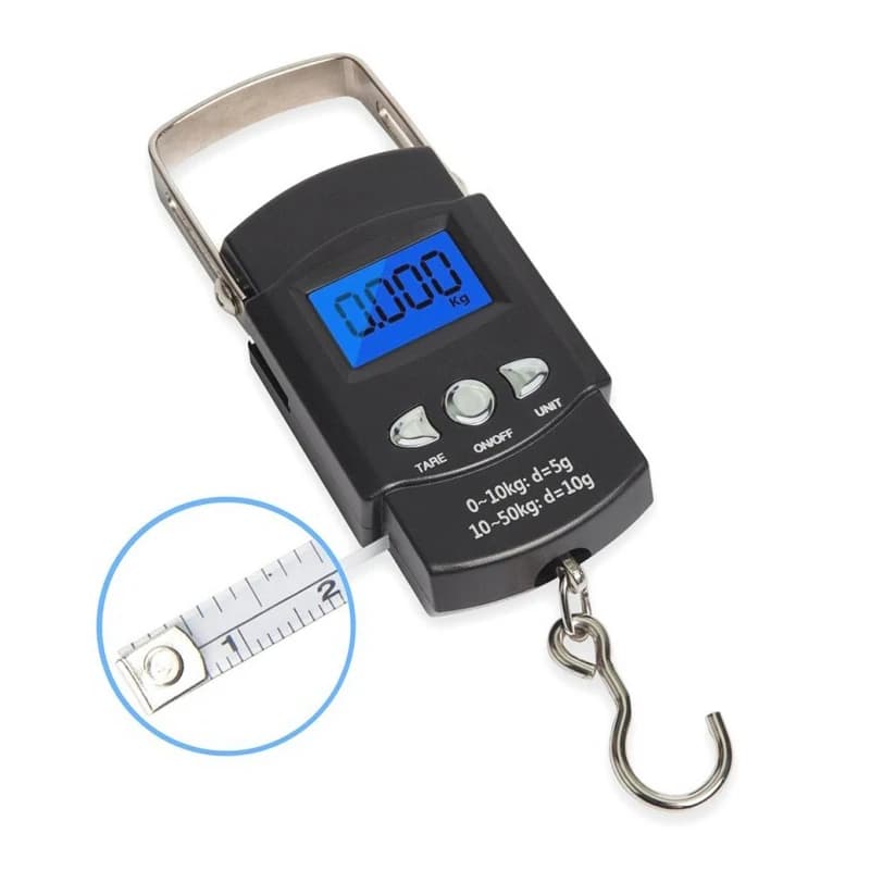 Mini bilancia elettronica da 50kg/10g per pesatura da viaggio per bagagli da pesca bilancia da cucina digitale portatile LCD Steelyard