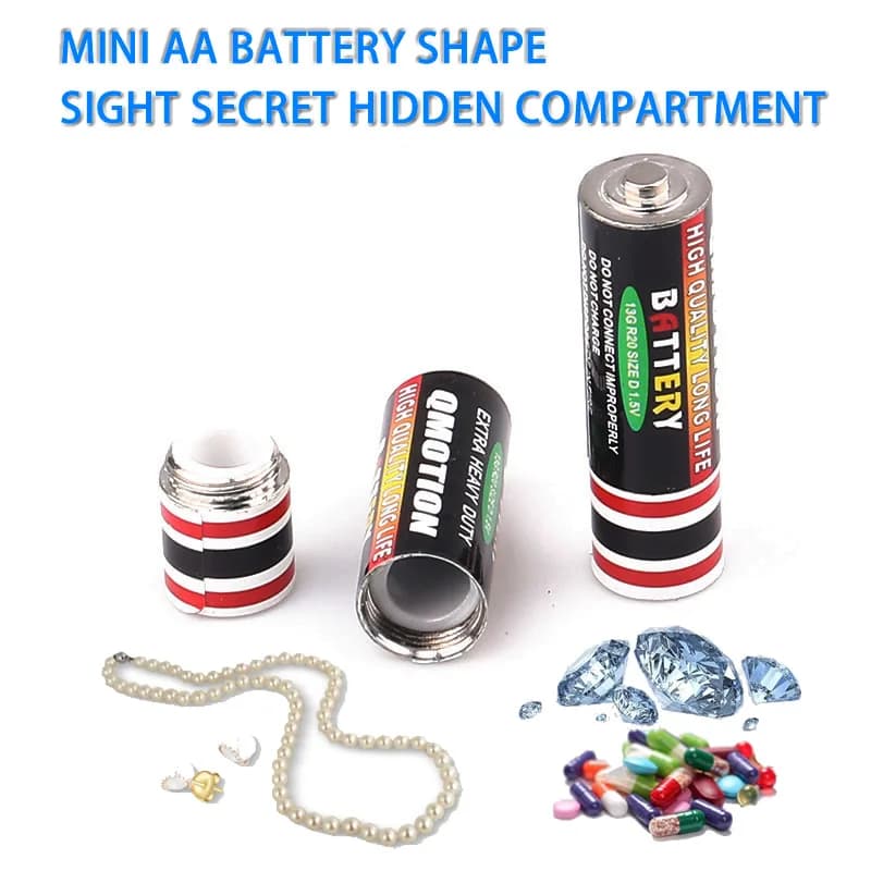 Mini Sight Secret hidden compartment 48mm dry battery AA case empty hide jewelry pills cash for travel home safe outdoor