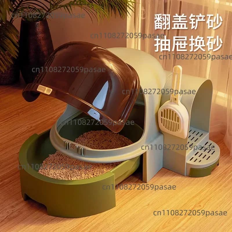 Fully enclosed drawer-type cat litter box, extra-large anti-splash cat litter box