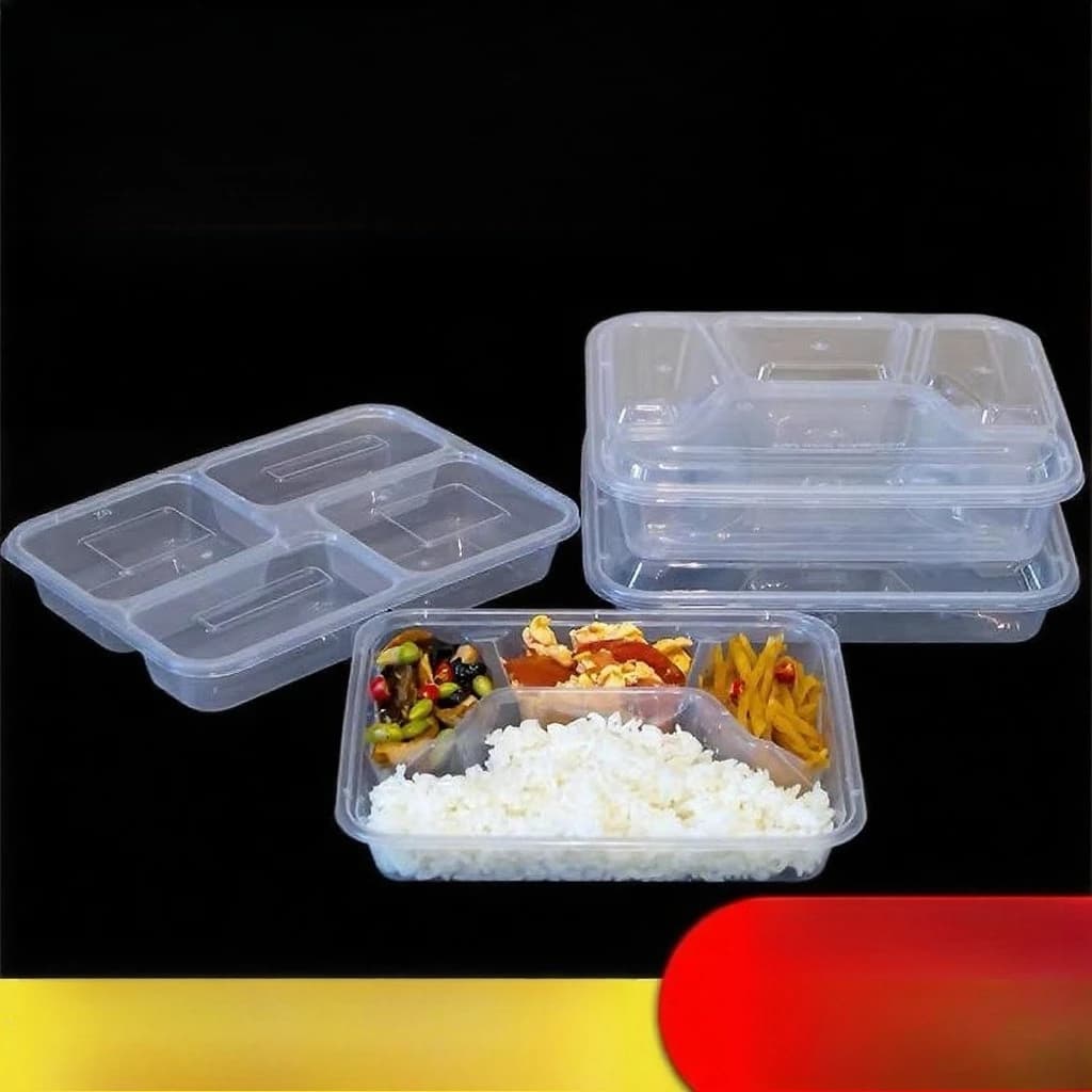 Contenitori per alimenti usa e getta a 4 scomparti Contenitori per la preparazione dei pasti Bento Lunch Box da asporto per uso alimentare