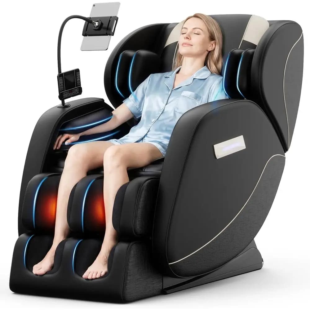Poltrona Reclinabile Massaggiante 165 ° Massaggiatore a 6 Rulli per Tutto il Corpo con Compressione, Riscaldamento per Schiena e Gambe, Audio Bluetooth, Personalizzabile