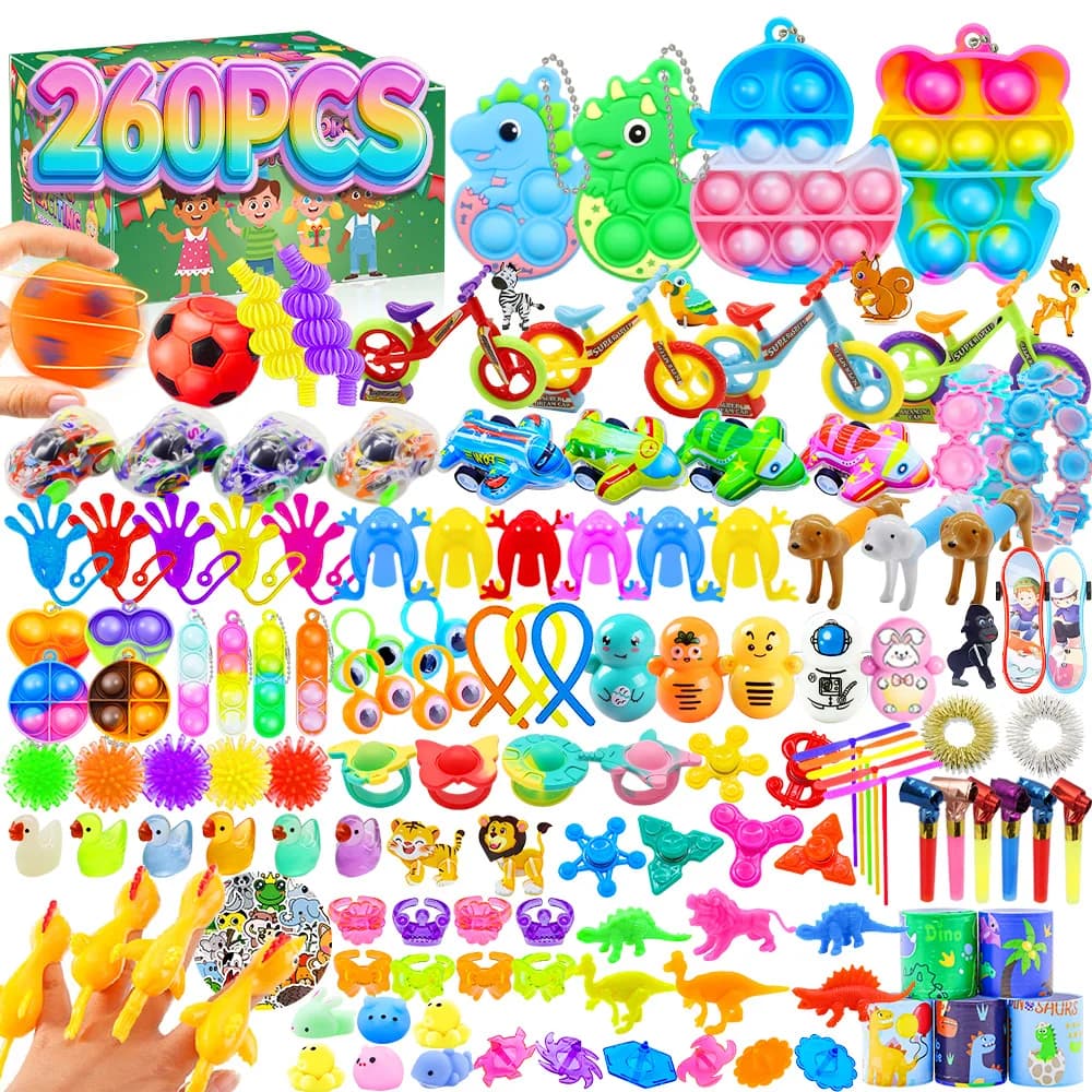Kids Fidget Toy Pack - Sensory Treasure Box for Party Favors Classroom Prizes Stocking Stuffers Birthday Gifts - Assorted Pack