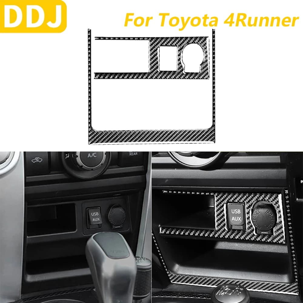 For Toyota 4runner 2010-2020 In Carbon Fiber AUX USB cigarette lighter Charging door Decorative Cover Panel Accessories Auto Adhesive