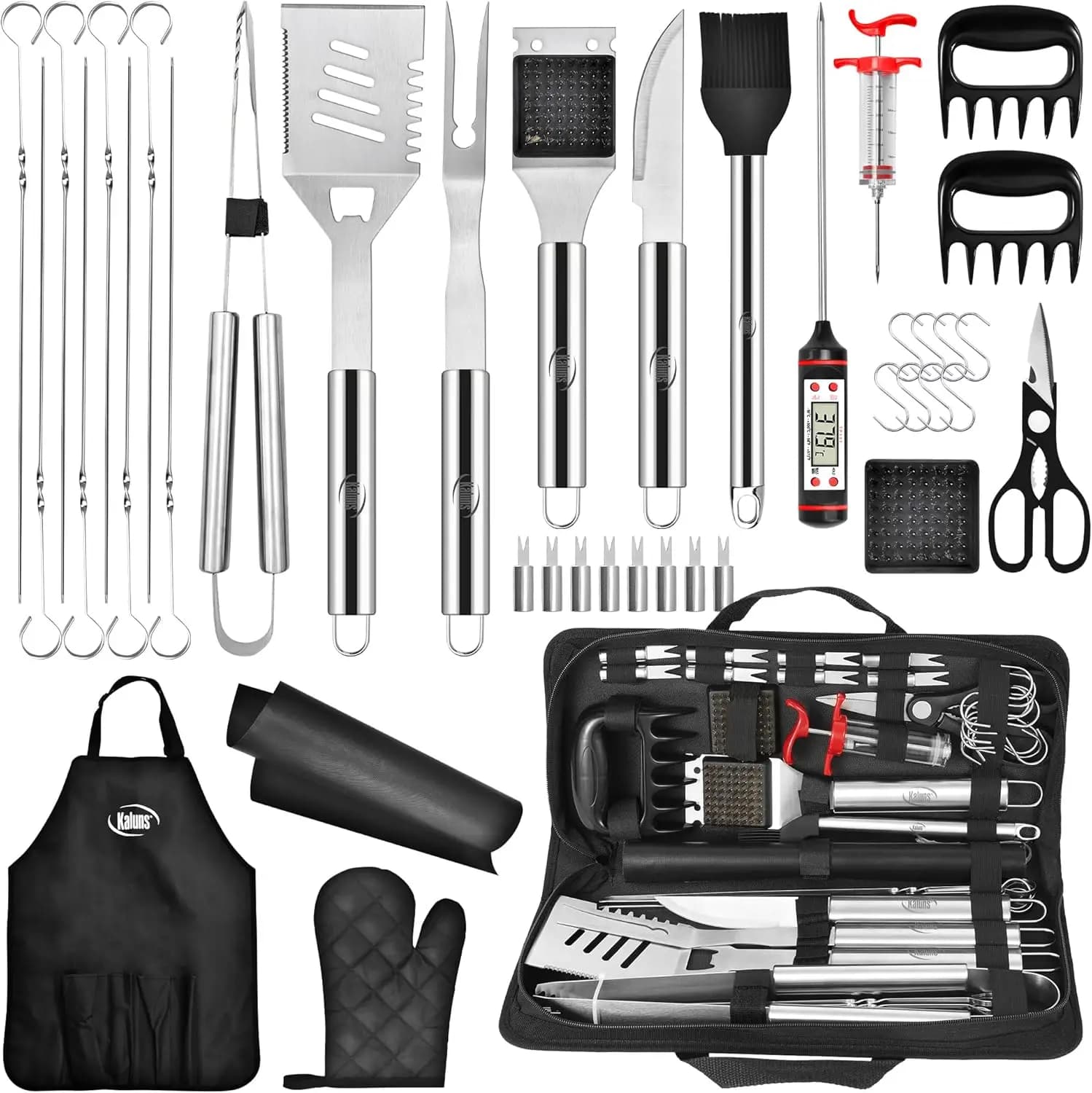 Set da Barbecue Premium in Acciaio Inossidabile da 40 Pezzi con Custodia - Accessori Perfetti per la Cucina all'Aperto e Idea Regalo