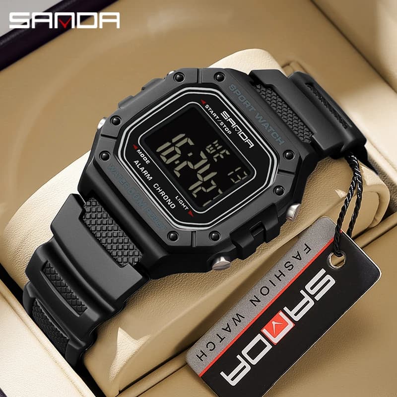 Orologio digitale da uomo di marca SANDA per il tempo libero Sport all'aria aperta orologio da polso impermeabile cronografo di allarme luminoso orologio da uomo multifunzionale