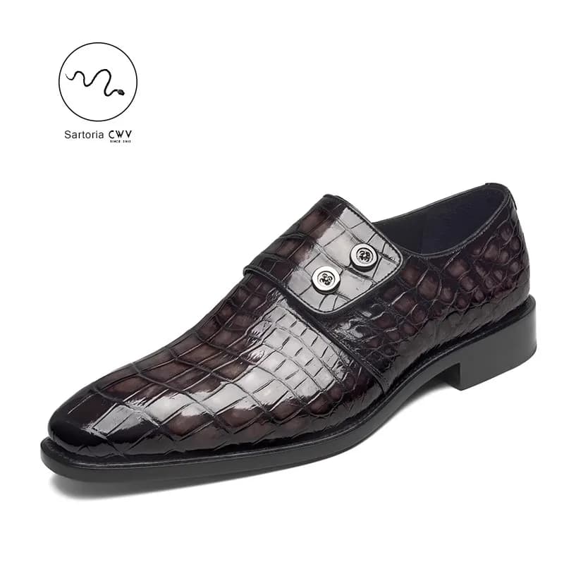 CWV scarpe da uomo in coccodrillo colore pennello grigio
