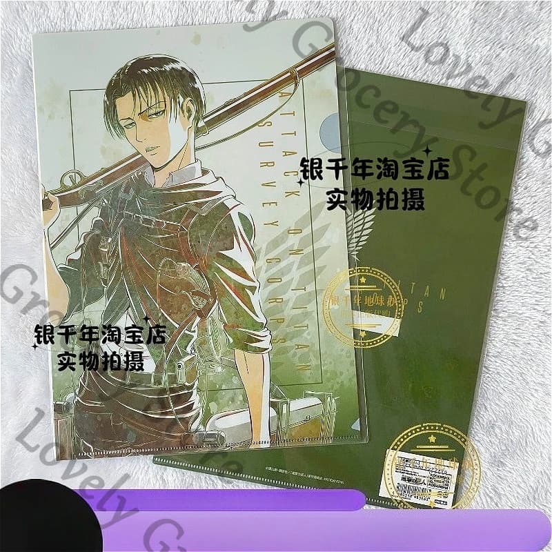 Anime Levi Ackerman Shingeki No Kyojin Attacco su Titano Cosplay Cartella del fumetto Materiale scolastico File Studente File di carta Gioco Regalo