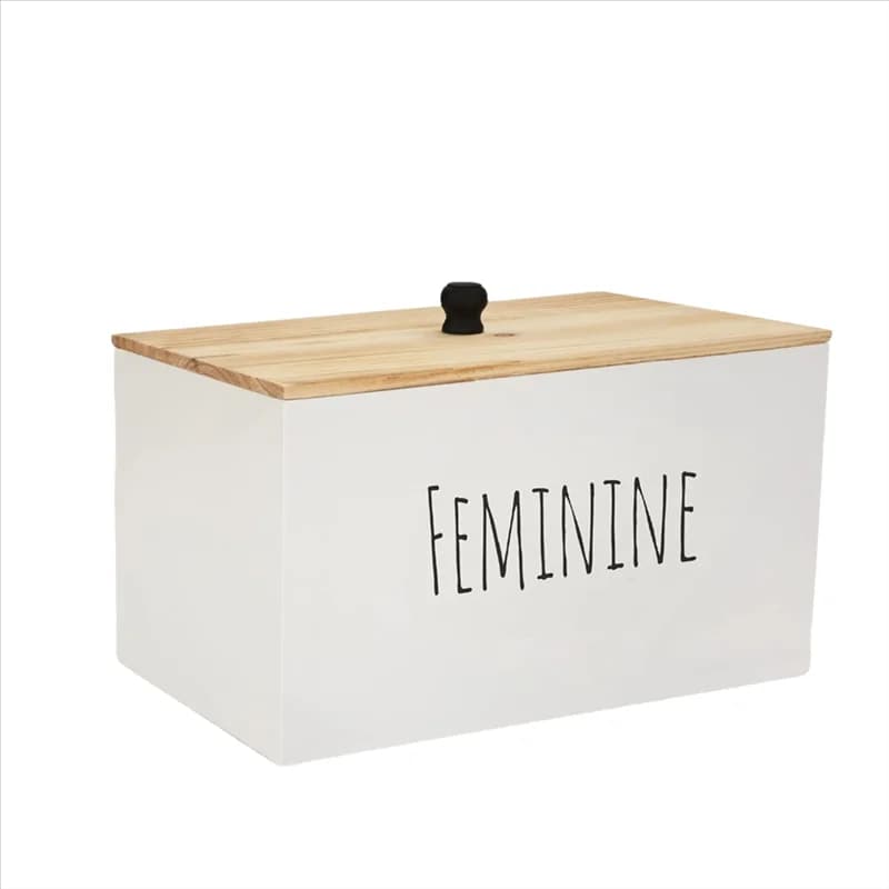 Women's wooden container box for storing absorbent doors, organizer for women's products, for bathroom, decoration for the farm