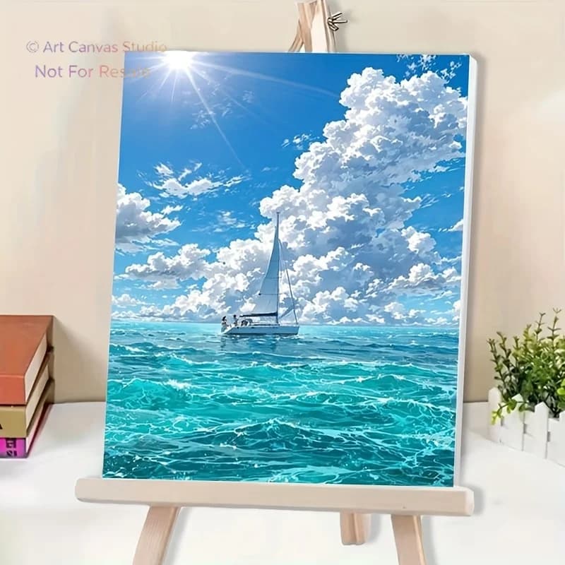 Professional Art Use: 1pc Adult Beginner DIY Paint by Numbers Kit, Art Gift - Includes Acrylic Paints, Canvas, 3 Paintbrushes