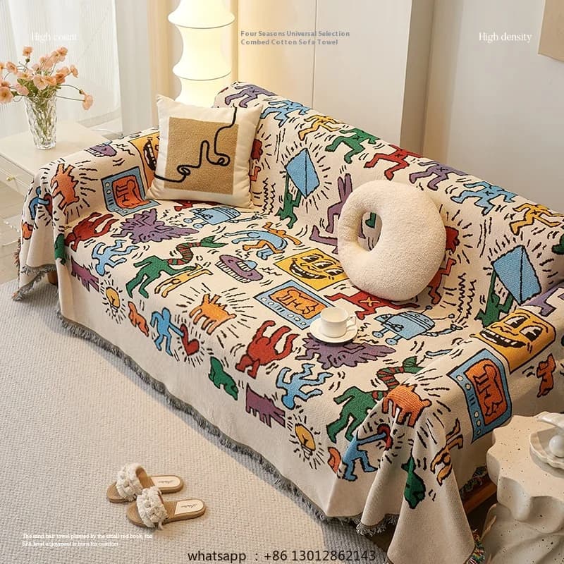 Sofa cushion cloth double-sided sofa cover thick anti slip sofa cover