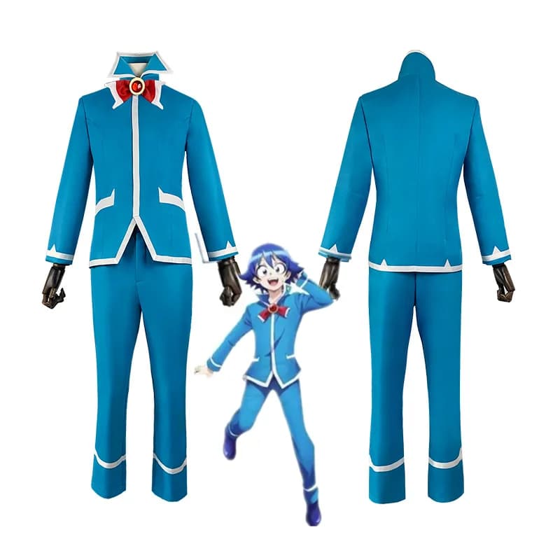 Set of blue school uniforms, shoes, Halloween carnival costume, Mairimashita souls! Cosplay costume by Iruma-kun Osamu Nishi and Iruma Suzuki