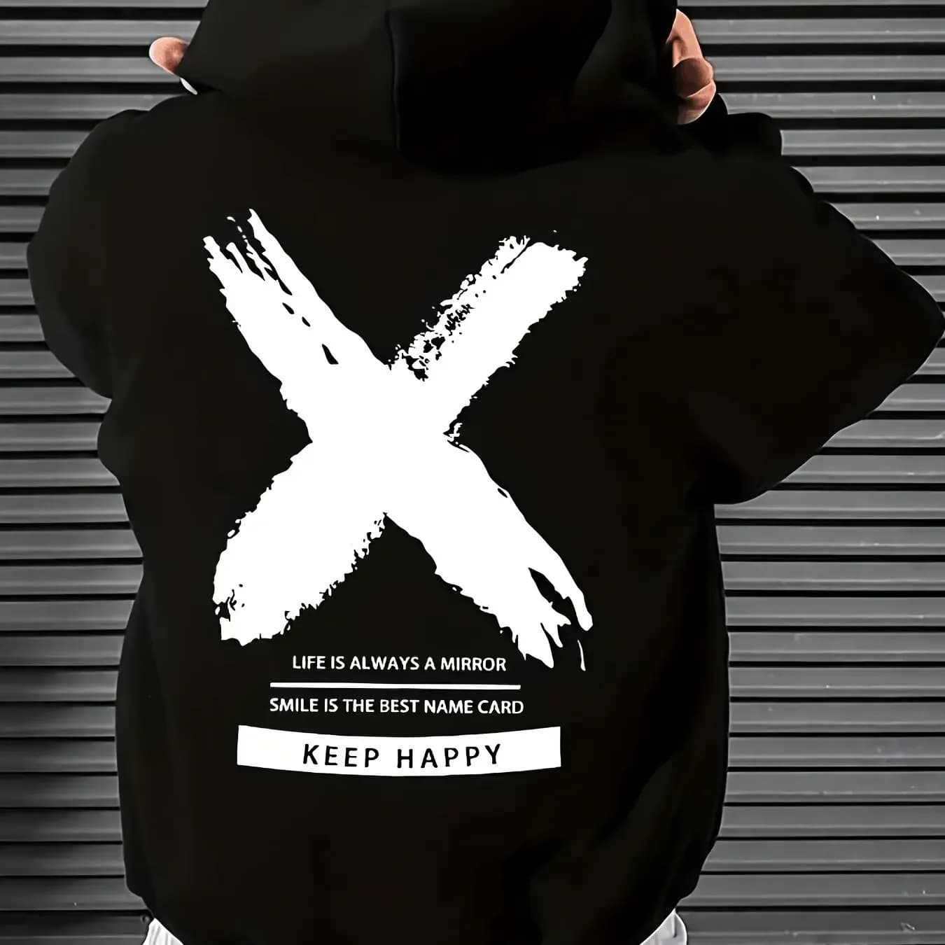 Men'S Hoodie Black with Bold X Letter Graphic Loose Fit Pullover Hooded Sweatshirt for Gym Streetwear & Everyday Casual Outfits