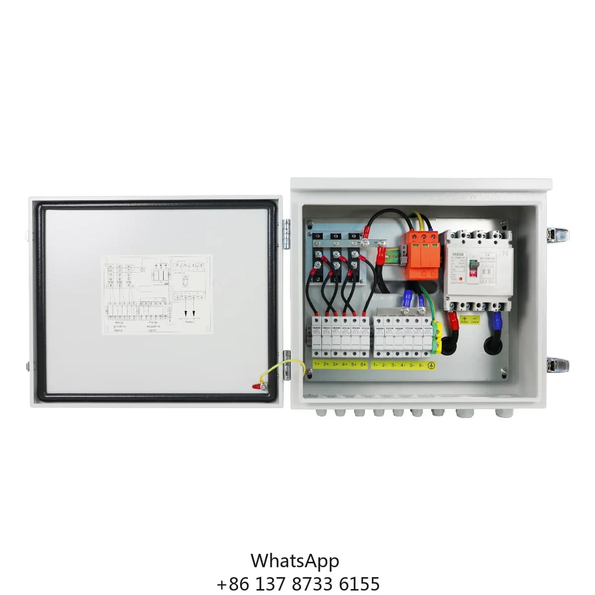VEICHI Metal 10 14 16 18 24 Strings Input 1 Out1000 VDC 200~500A Current DC Solar PV Combiner Box For Solar Panel Array System
