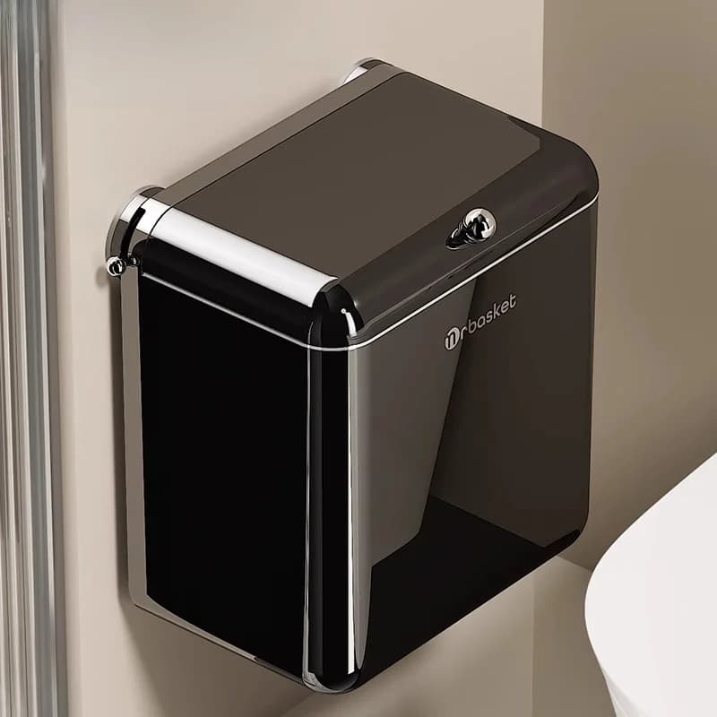 Suction Cup Toilet Trash Can Large Capacity Bathroom Waste Basket Wall Mounted Toilet Paper Basket Home Cleaning Tool