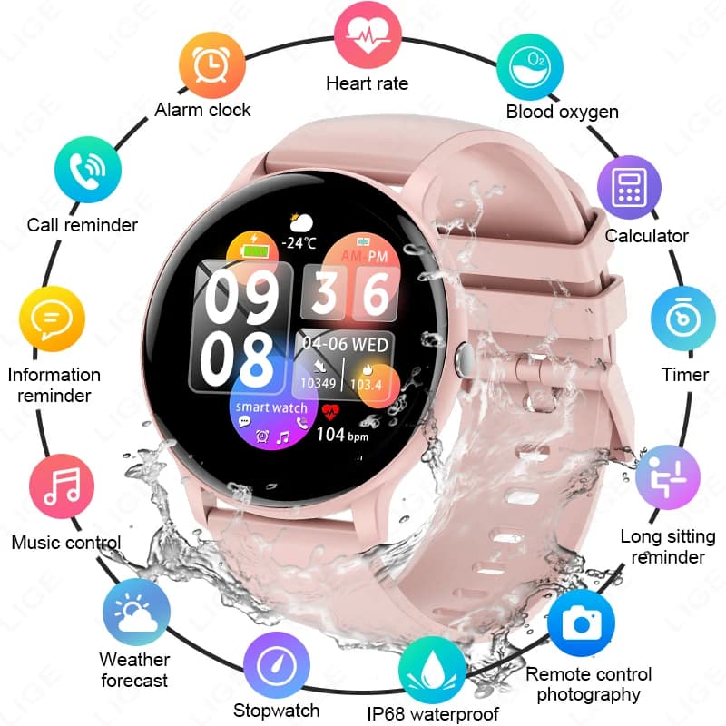 LIGE New Smartwatch for Women and Men with Bluetooth Call, Sports and Fitness Watch, Cardiaca and Health Frequency Monitoring, Women's Smartwatch for Android iOS