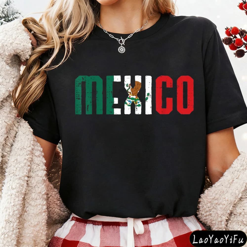 T-Shirt Unisex Vintage per il Giorno dell'Indipendenza Messicana, Regalo per Uomo e Donna, Moda Messicana Vintage con Stampa di Lettere